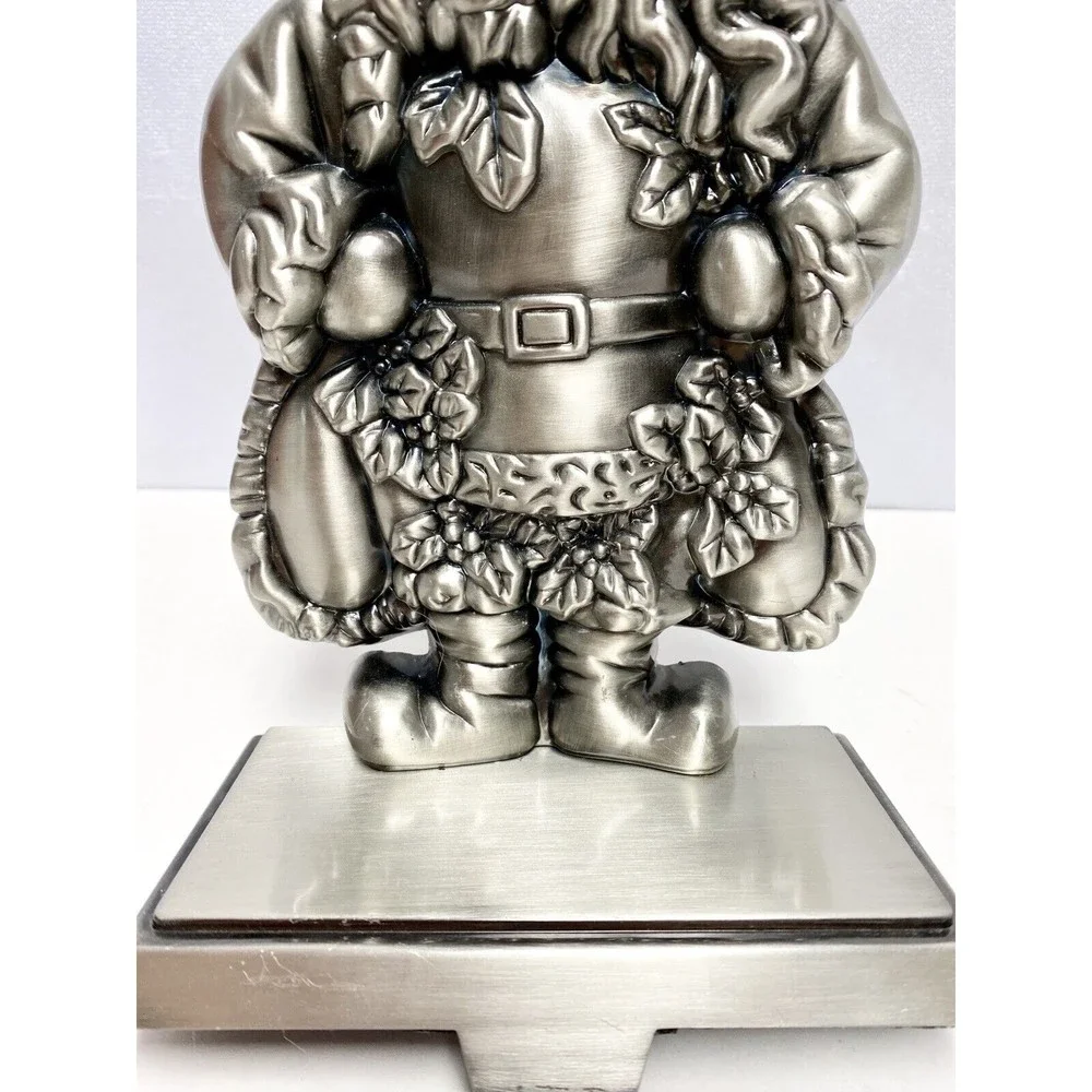 Santa Claus Stocking‎ holder Silver Metal Farmhouse Christmas - Picture 4 of 10